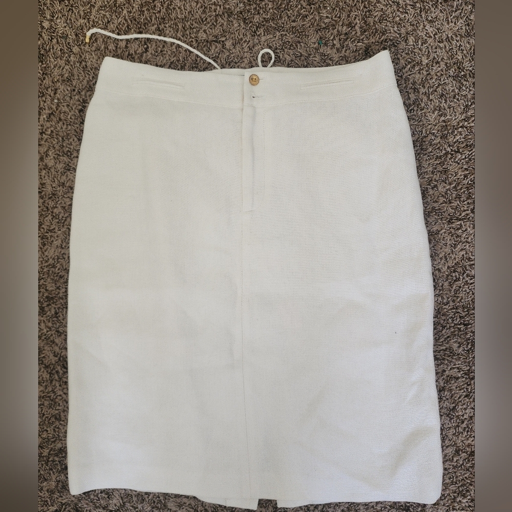 Lauren Ralph Lauren Ivory Linen Pencil Skirt With Lining